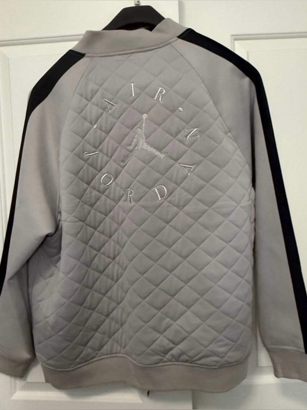Jordan Quilted Track Jacket in Grey with Black Accents